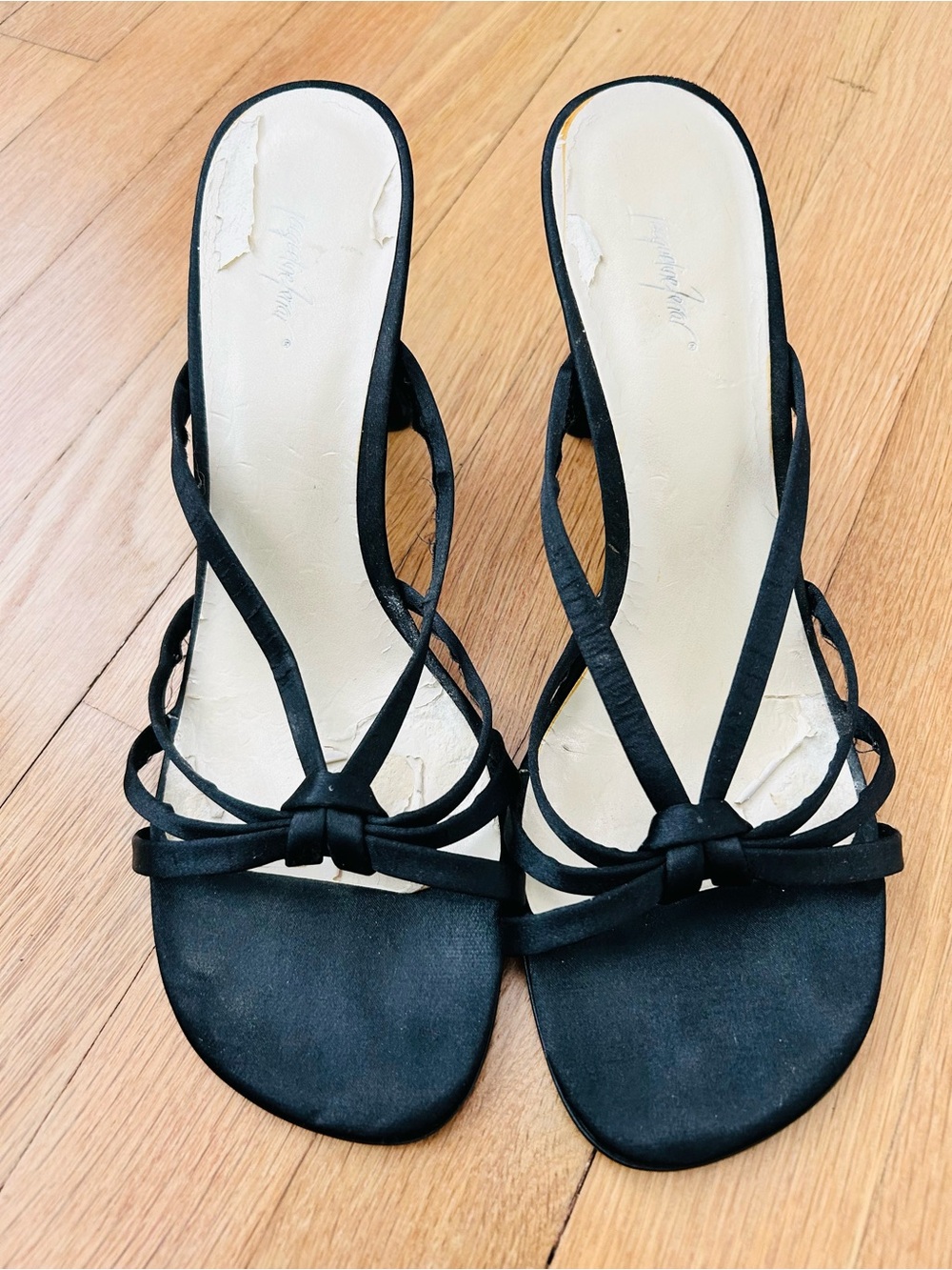 Women’s Black Strappy Slip-On Heeled Sandals